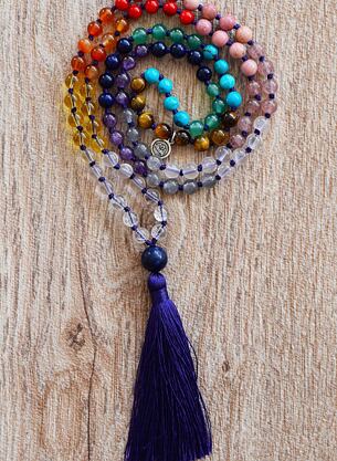 Meditační mala ČAKRY - INDIGO se stříbrným logem (Ag 925/1000)