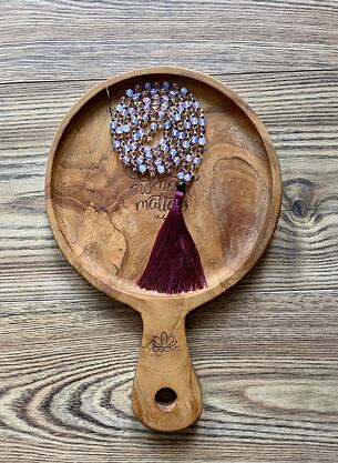 Meditační mala - Opalit a Křišťál PURPLE se stříbrným logem (Ag 925/1000)