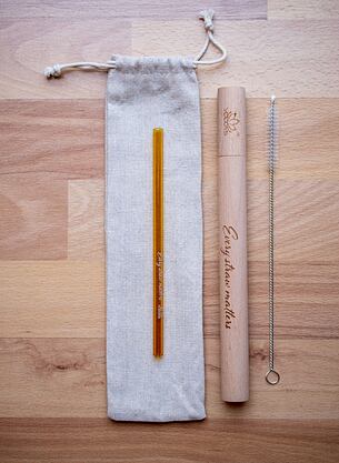 Skleněné brčko 8 mm ŽLUTÉ