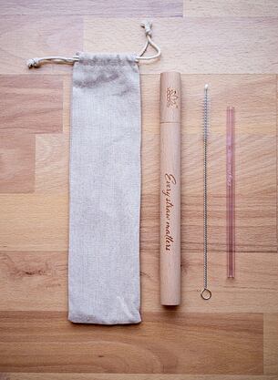 Skleněné brčko 8 mm RŮŽOVÉ