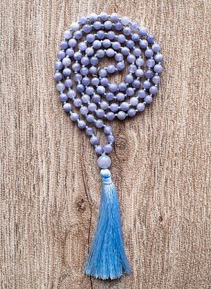 Meditační mala - Angelit se stříbrným logem (Ag 925/1000)