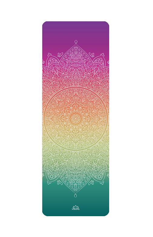 CHAKRAS NEW designová podložka na jógou z přírodní gumy barevná s mandalou 