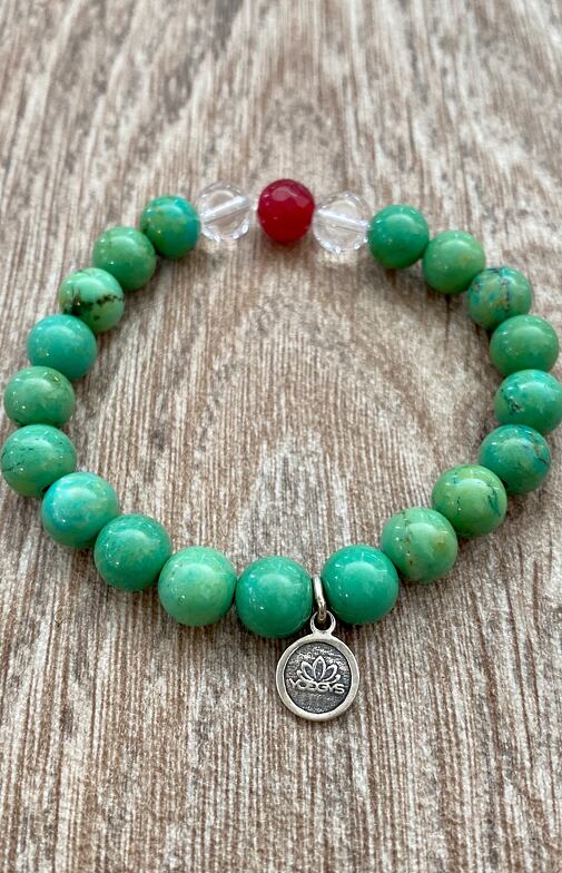 YOGGYS náramek - tyrkys, křišťál a růžový achát