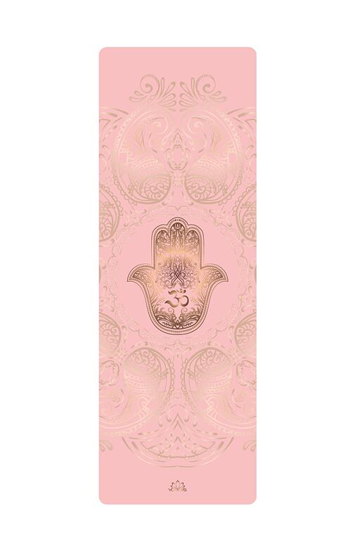 YOGGYS [HAMSA LOVE] růžová designová jógová podložka s HAMSOU 