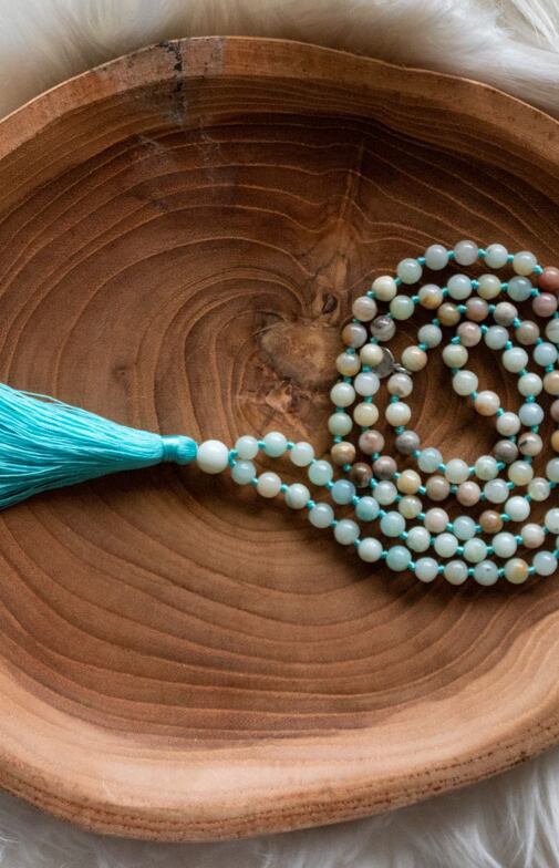 Meditační mala - amazonit