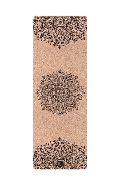 Korková podložka na jógu INFINITY NATURAL s tmavě hnědou mandalou