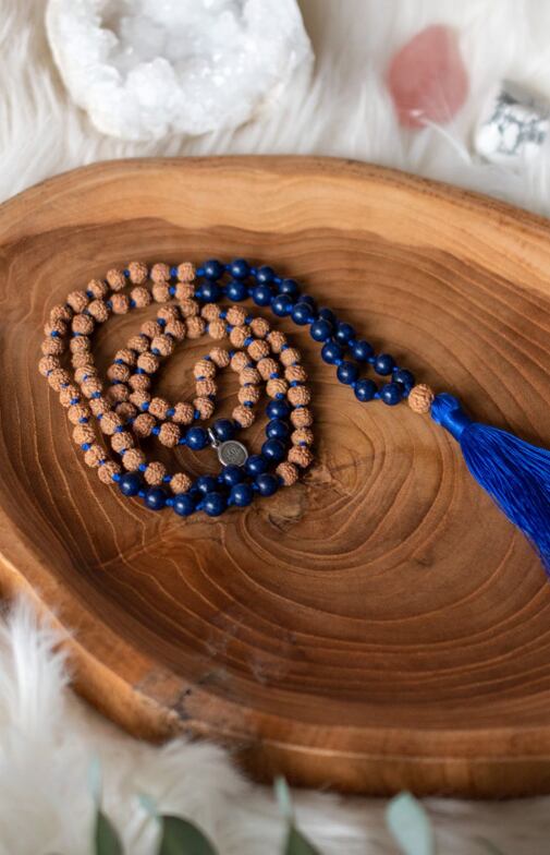 Meditační mala - lazurit a rudraksha