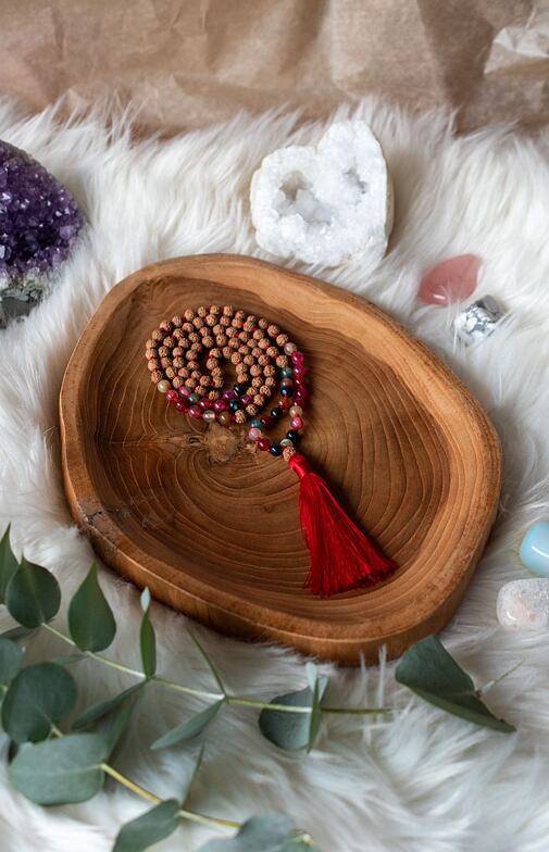 Meditační mala - turmalín a rudraksha
