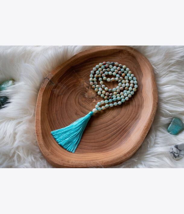 Meditační mala - amazonit