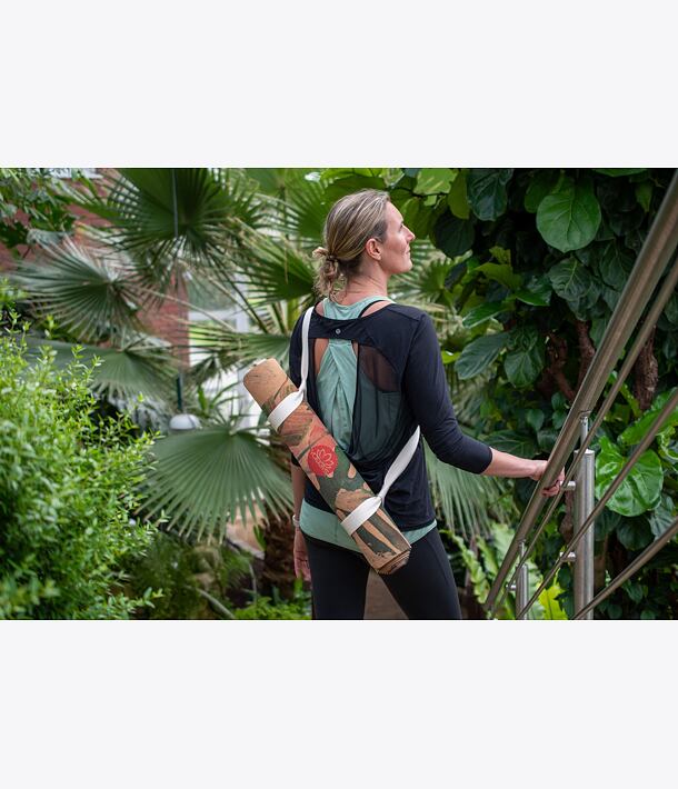 Korková podložka na jógu TROPICAL FLAMES, eko jógamatka, jógová podložka z korku