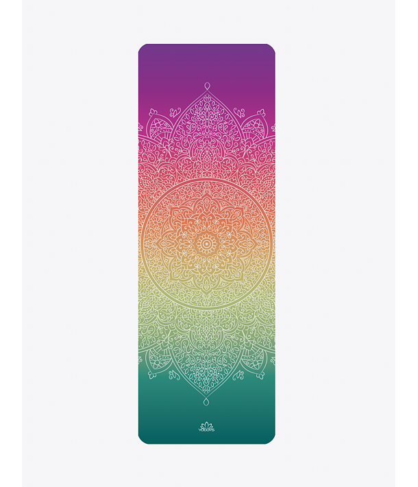 CHAKRAS NEW designová podložka na jógou z přírodní gumy barevná s mandalou 