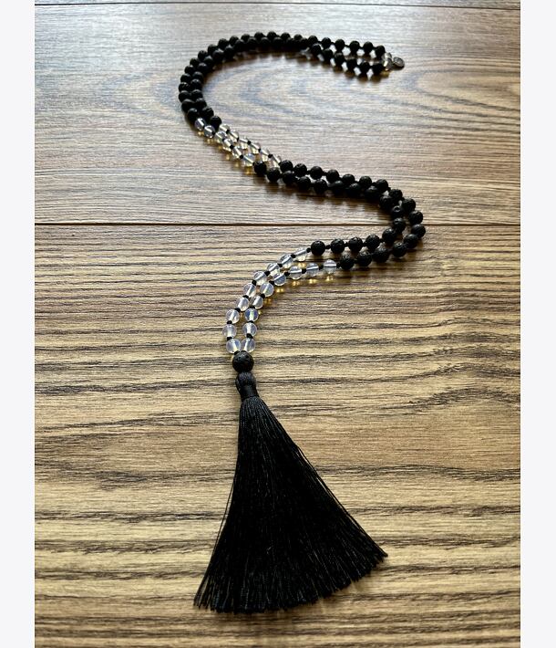 Meditační mala - Opalit a Láva se stříbrným logem (Ag 925/1000)