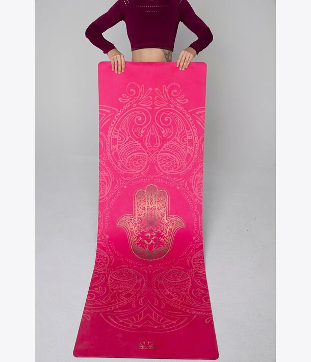 YOGGYS [HAMSA GYPSY SOUL] růžová designová jógová podložka s HAMSOU,