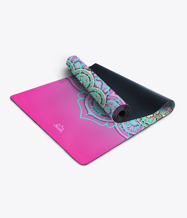 YOGGYS [LOTUS BLOSSOM] růžová designová jógová podložka s mandalou
