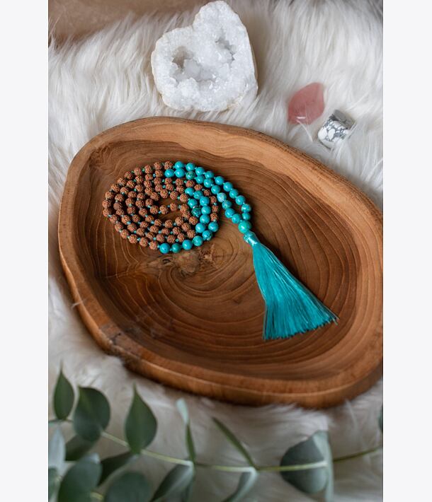 Meditační mala - tyrkys a rudraksha