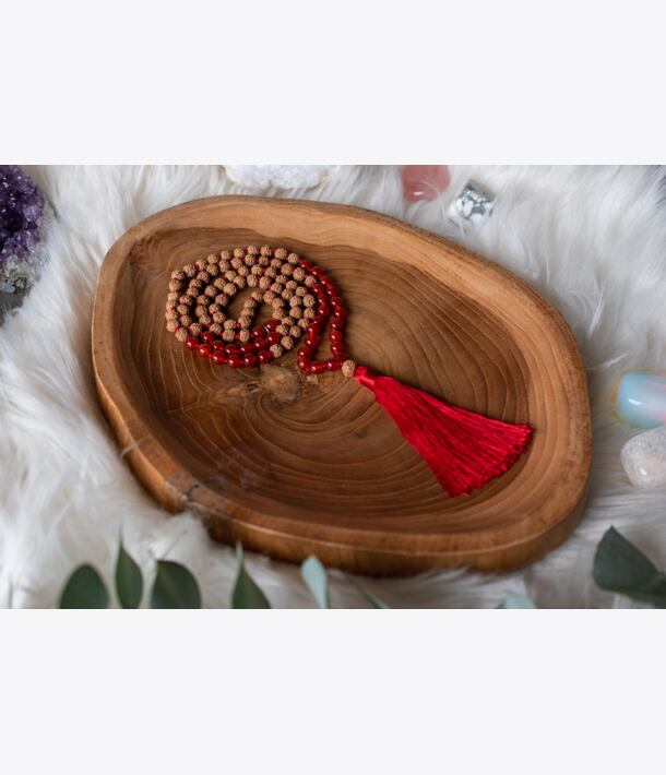 Meditační mala - karneol a rudraksha