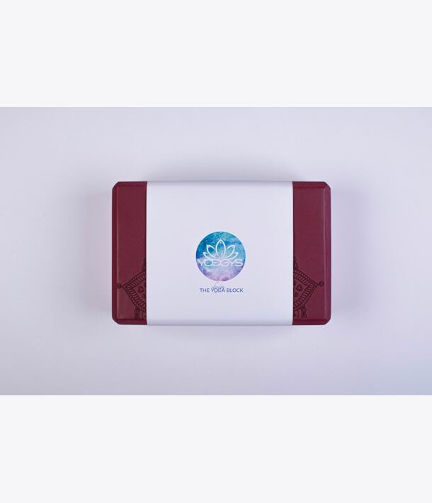 YOGGYS - designová jógová cihlička, pudrová/bordo [MANDALA]