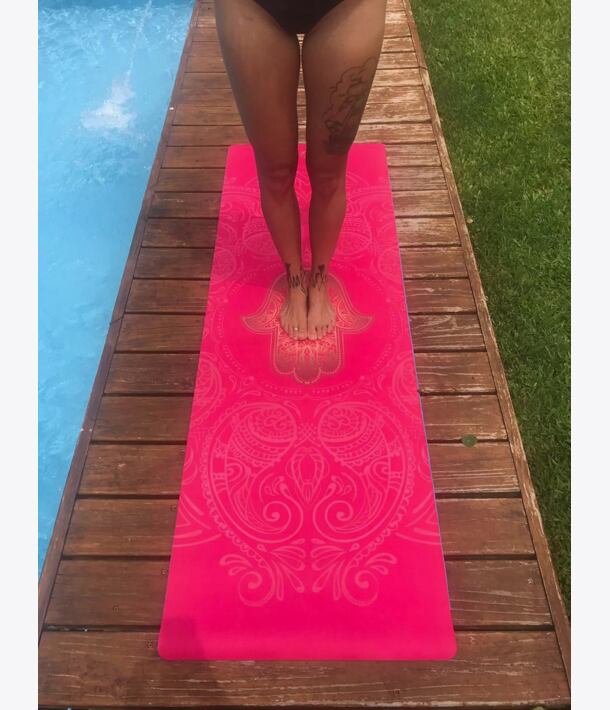 YOGGYS [HAMSA GYPSY SOUL] růžová designová jógová podložka s HAMSOU, balanc