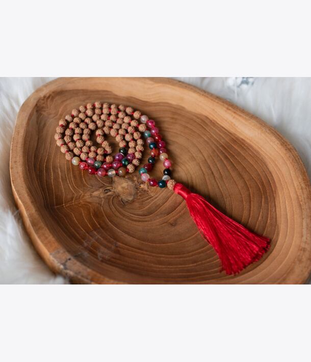Meditační mala - turmalín a rudraksha