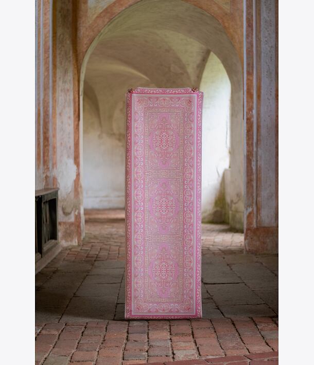 jógová podložka orientální koberec na jógu v barvě růžové