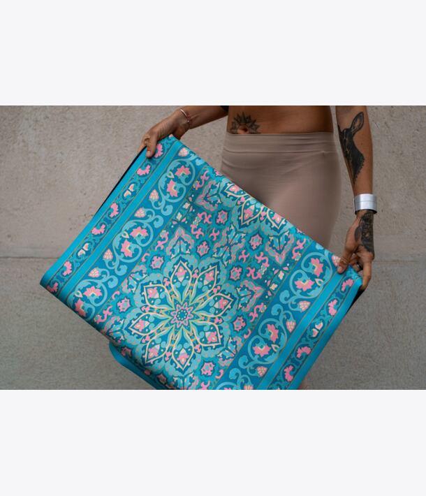 jógová podložka orientální koberec na jógu v barvě tyrkysové