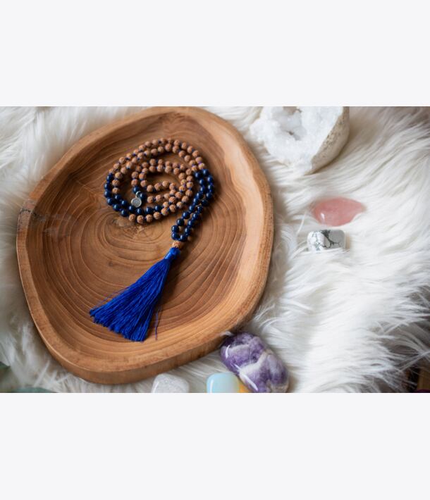 Meditační mala - lazurit a rudraksha