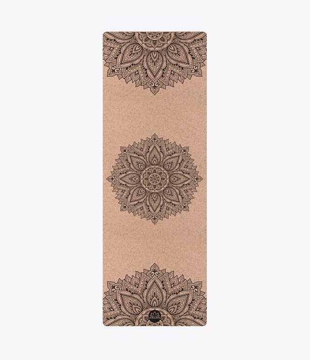 Korková podložka na jógu INFINITY NATURAL s tmavě hnědou mandalou
