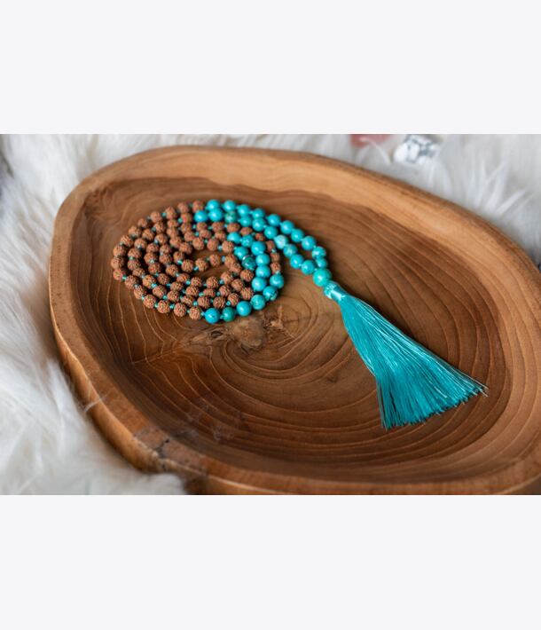 Meditační mala - tyrkys a rudraksha