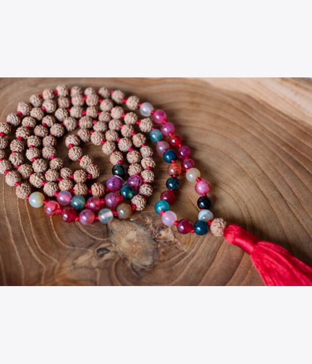 Meditační mala - turmalín a rudraksha