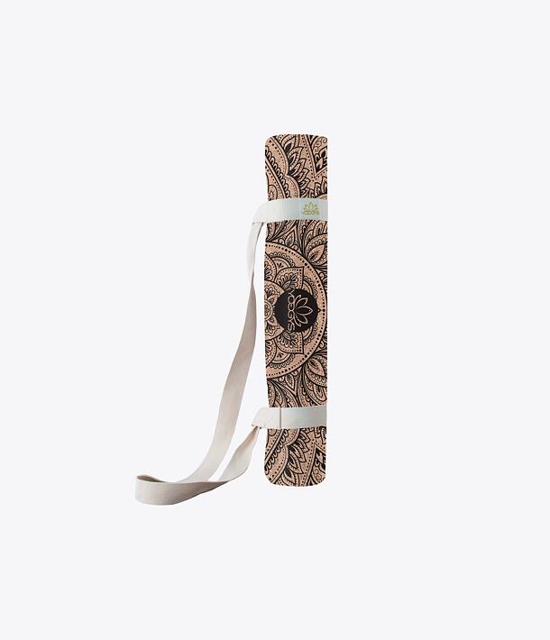 Korková podložka na jógu INFINITY NATURAL s tmavě hnědou mandalou