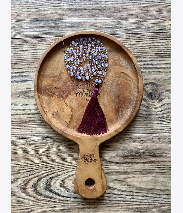 Meditační mala - Opalit a Křišťál PURPLE se stříbrným logem (Ag 925/1000)