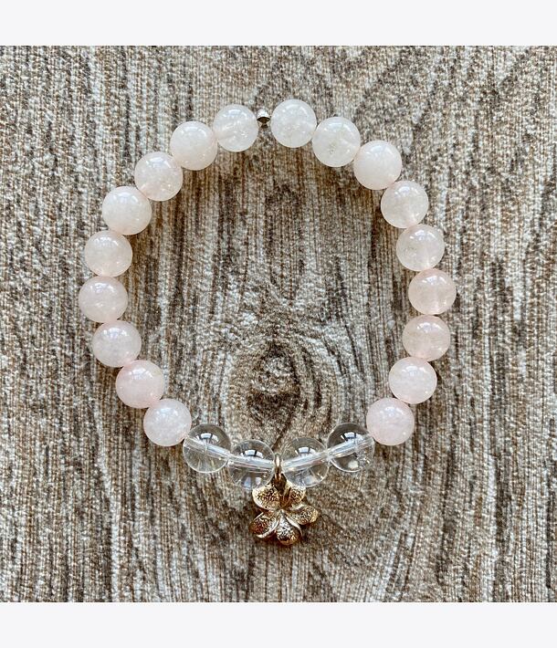 Bracelet FRANGIPANA - rose quartz and crystal