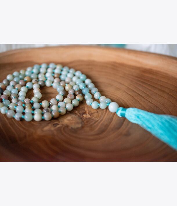 Meditační mala - amazonit