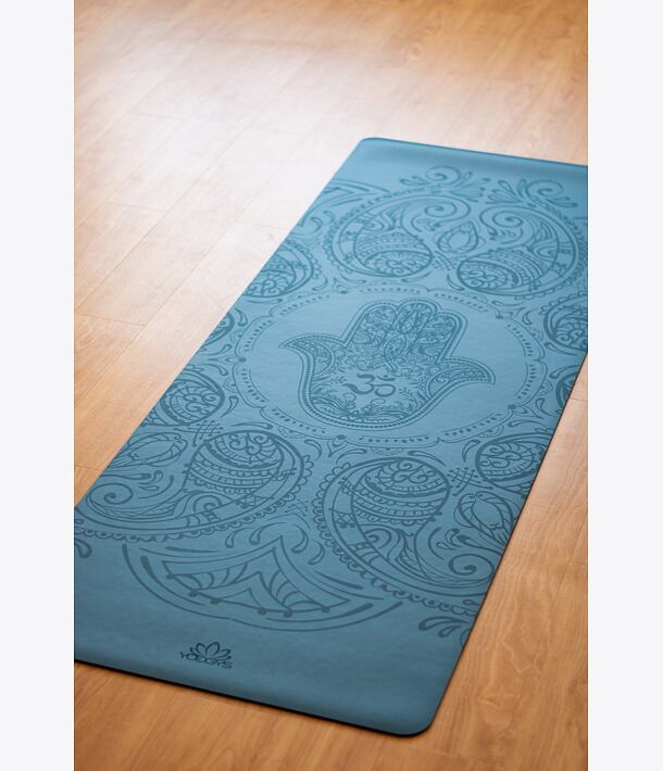 Neklouzavá profesionální podložka na jógu HAMSA DARK BLUE tmavě modrá
