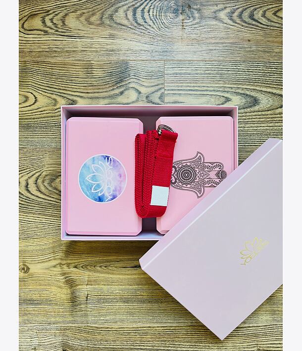 Dárkový set s jógovými bločky a páskem PINK BLOCK růžová