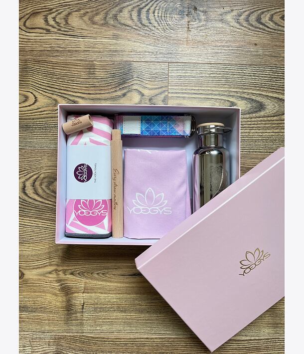 Dárkový set s termo láhví, ručníkem a jógovou páskou PINK TROPICAL