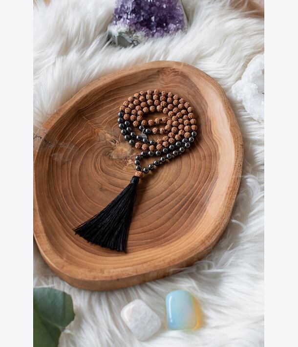 Meditační mala - hematit a rudraksha
