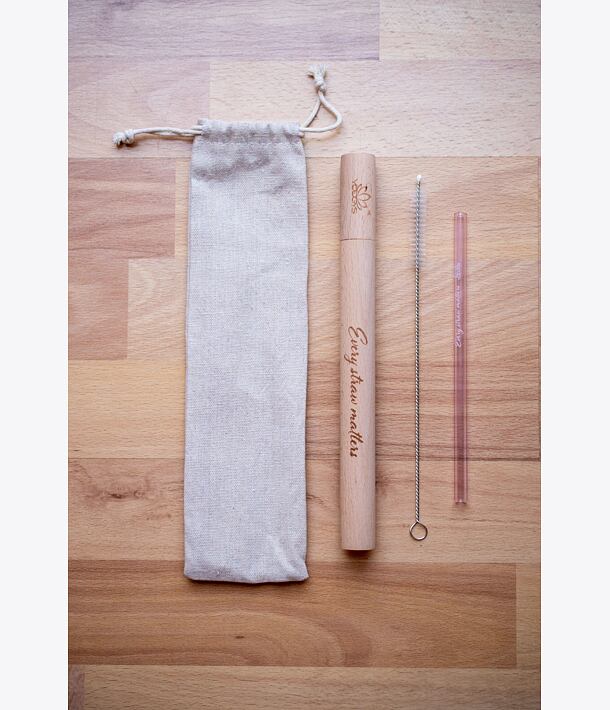 Skleněné brčko 8 mm RŮŽOVÉ