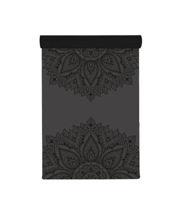 Neklouzavá profesionální podložka na jógu MANDALA BLACK černá s mandalou