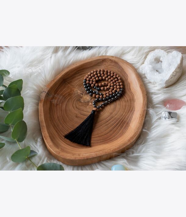 Meditační mala - hematit a rudraksha