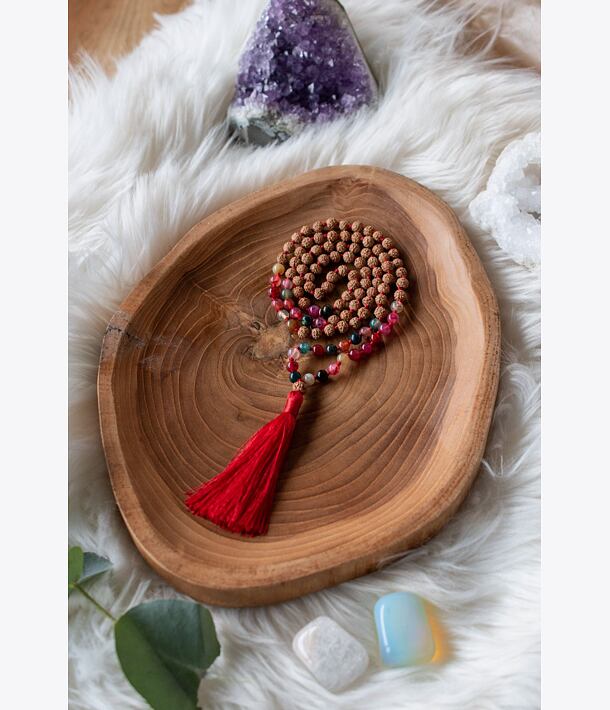 Meditační mala - turmalín a rudraksha