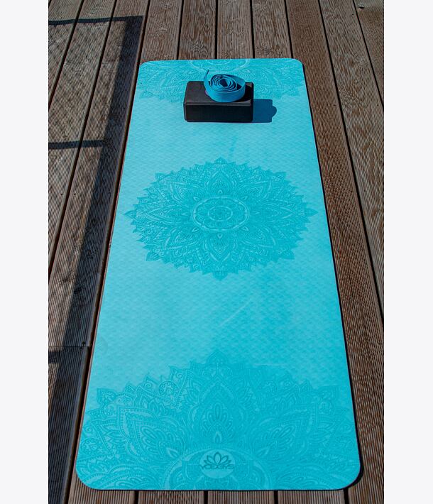 Podložka na cvičení pro začátečníky s mandalami AZUROVÁ