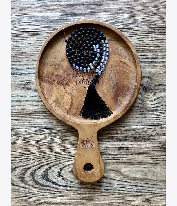 Meditační mala - Opalit a Láva se stříbrným logem (Ag 925/1000)