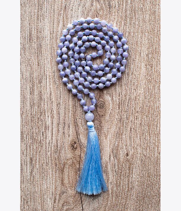 Meditační mala - Angelit se stříbrným logem (Ag 925/1000)