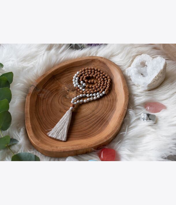 Meditační mala - magnezit a rudraksha