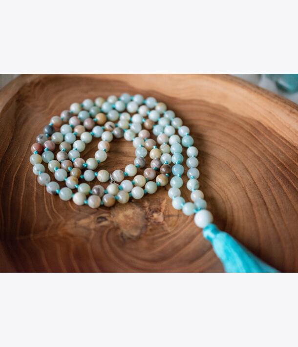 Meditační mala - amazonit