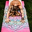 YOGGYS [LOTUS BLOSSOM] růžová designová jógová podložka s mandalou, protažení, relaxace