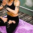 profesionální jógová podložka z přírodní gumy ALL YOGA MAT fialová HAMSA, anjali mudra, lotosový sed, padmasana